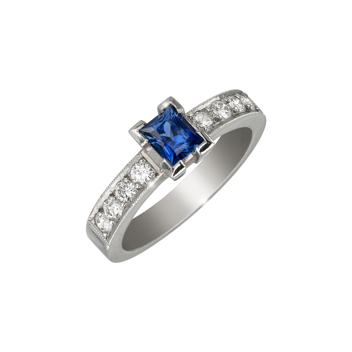 Blue Sapphire Princess Ring