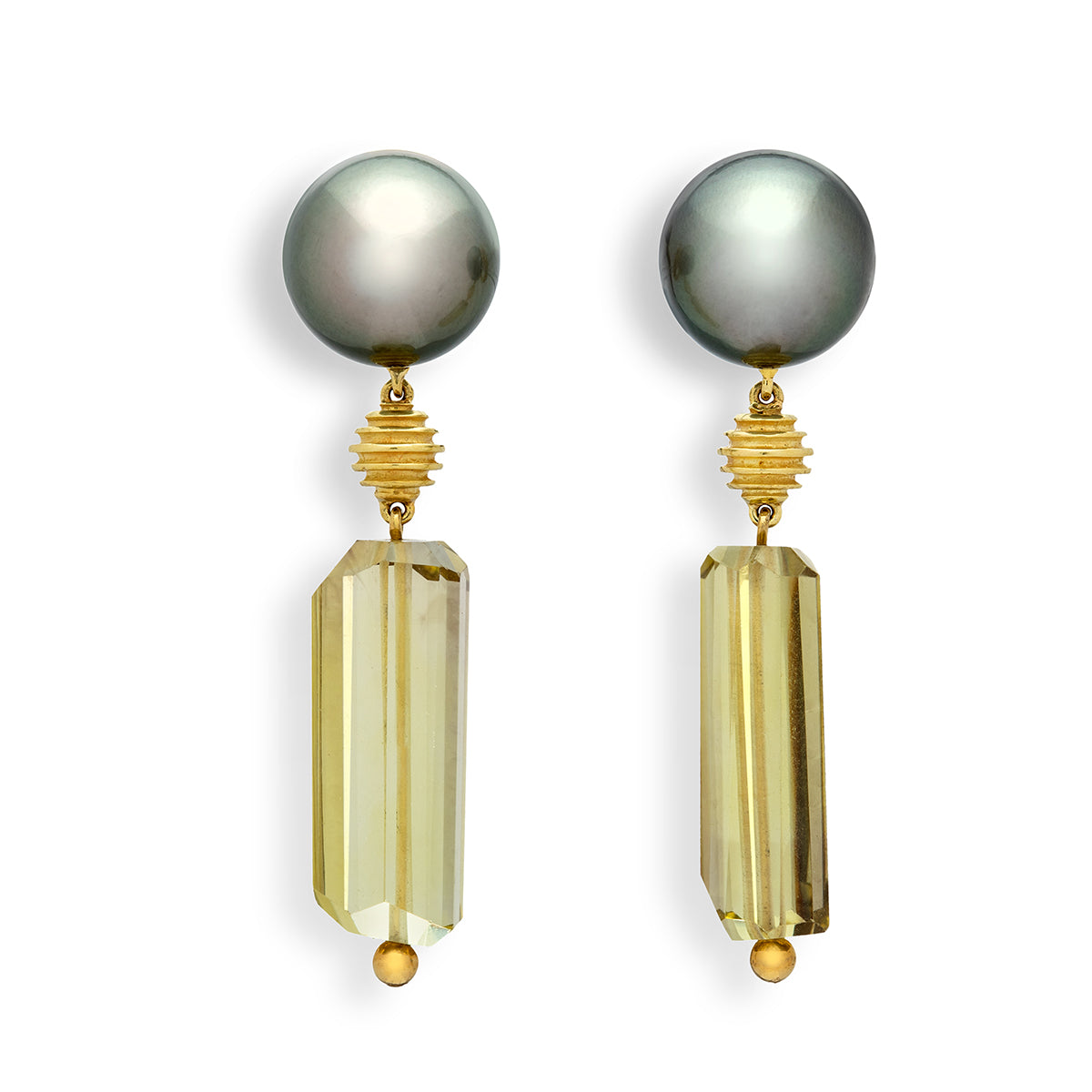 Tahitian Pearl and Prasiolite Earrings