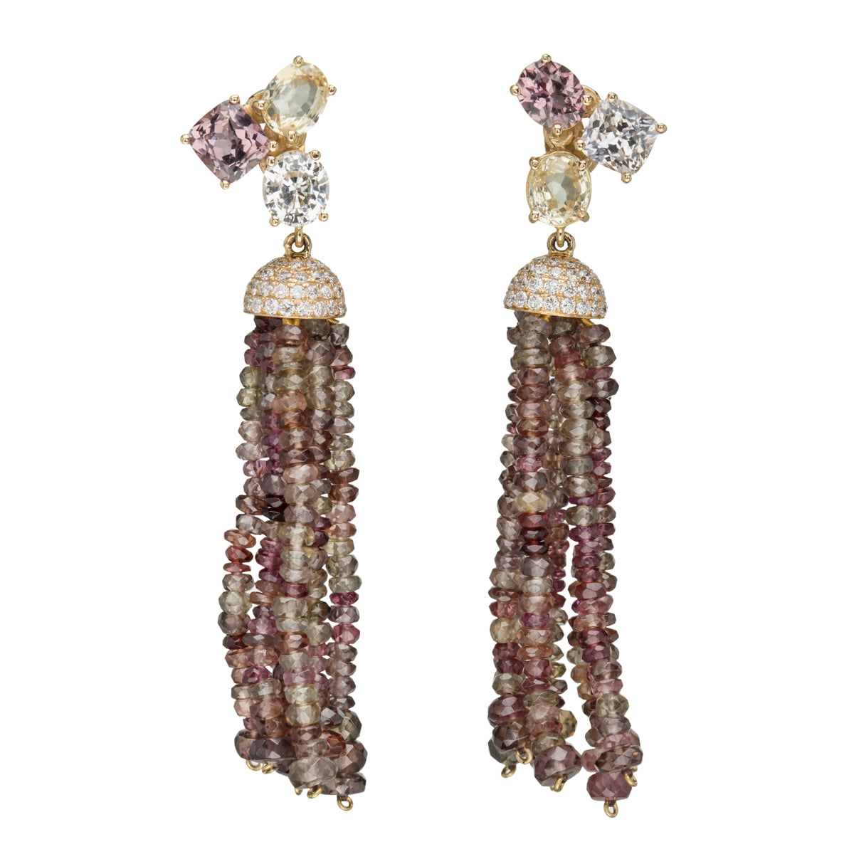 Boucles d’oreilles Diamants et Saphirs Multicolore