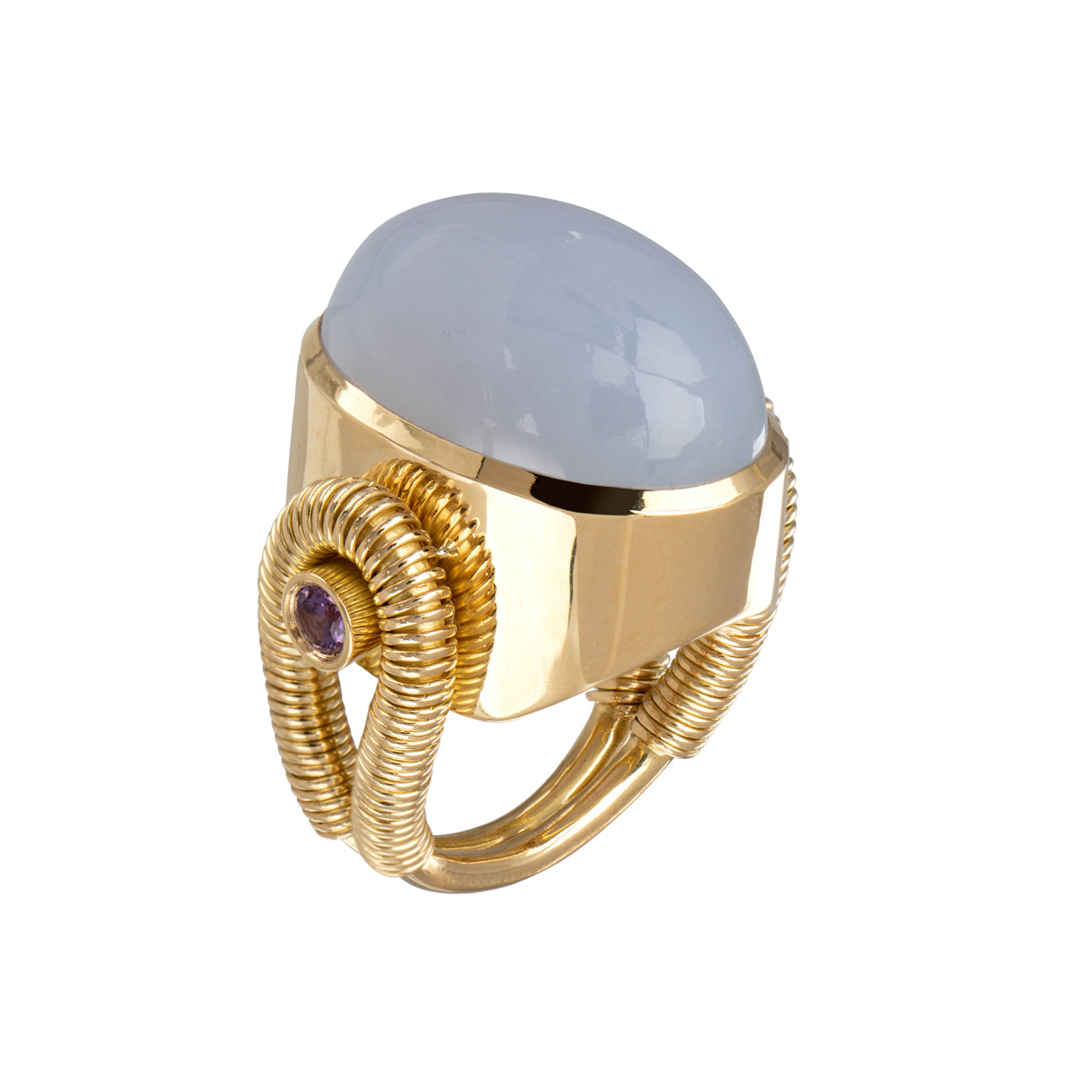 Chalcedony and Sapphire Ring