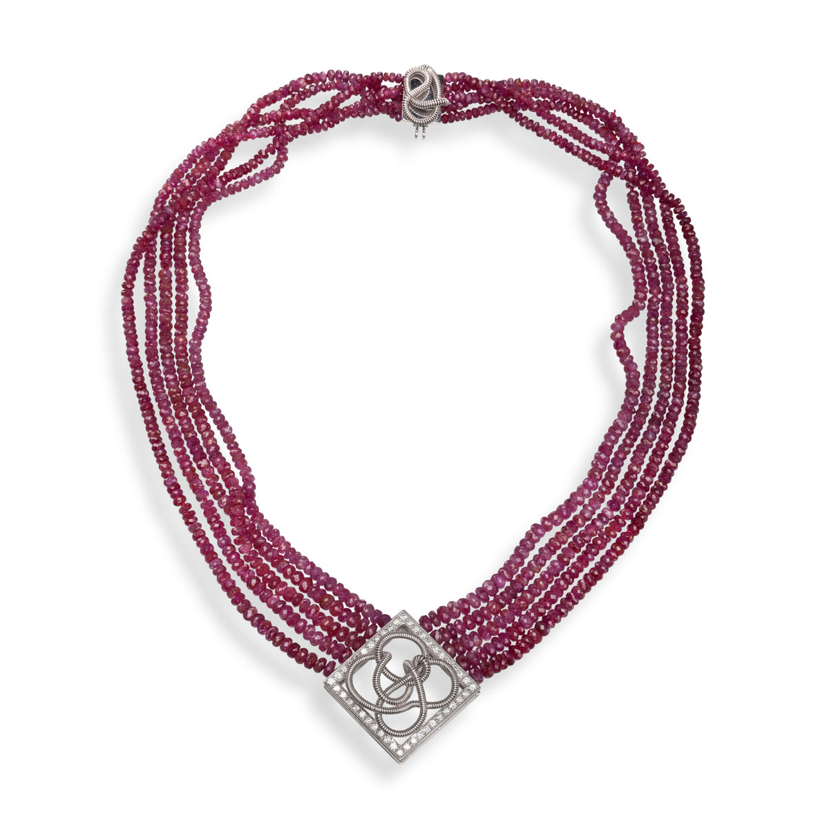 Collier en Rubis, Diamants et Serpentine