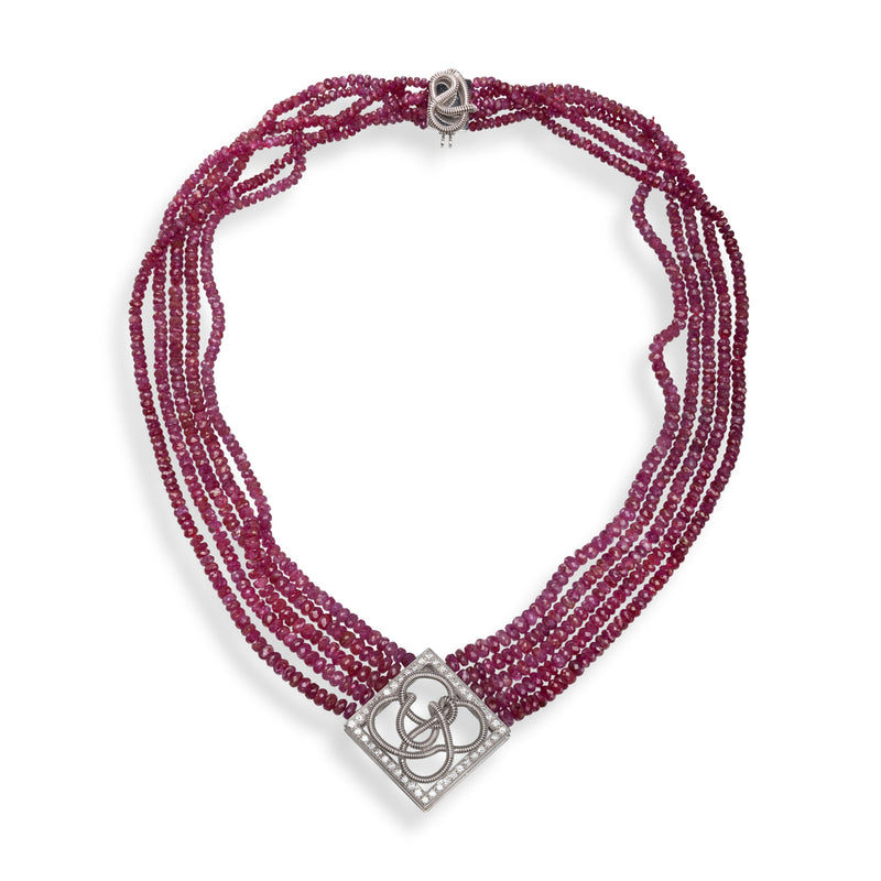 Ruby, Diamond and Coil Necklace