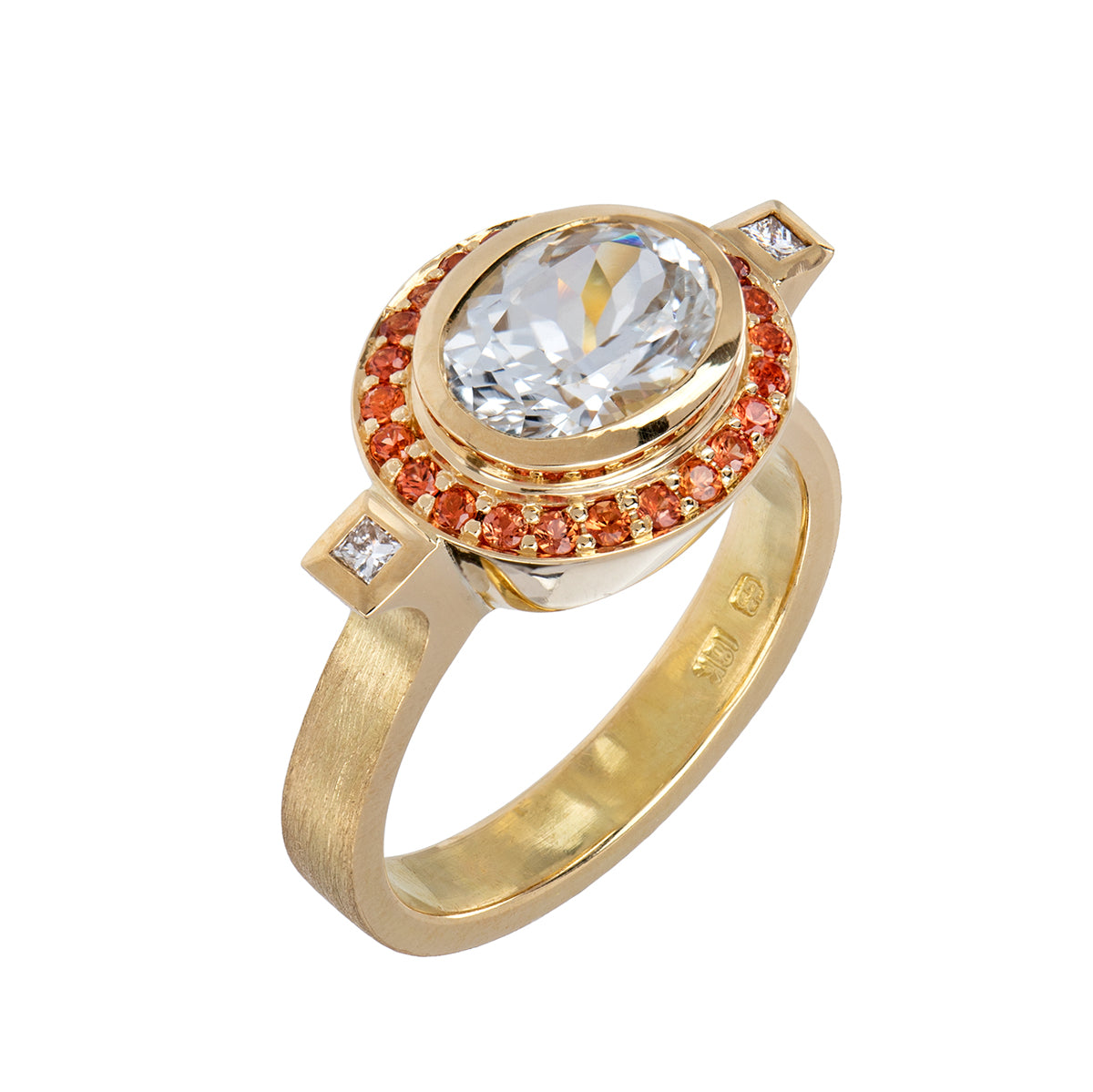 White and Orange Sapphire Ring