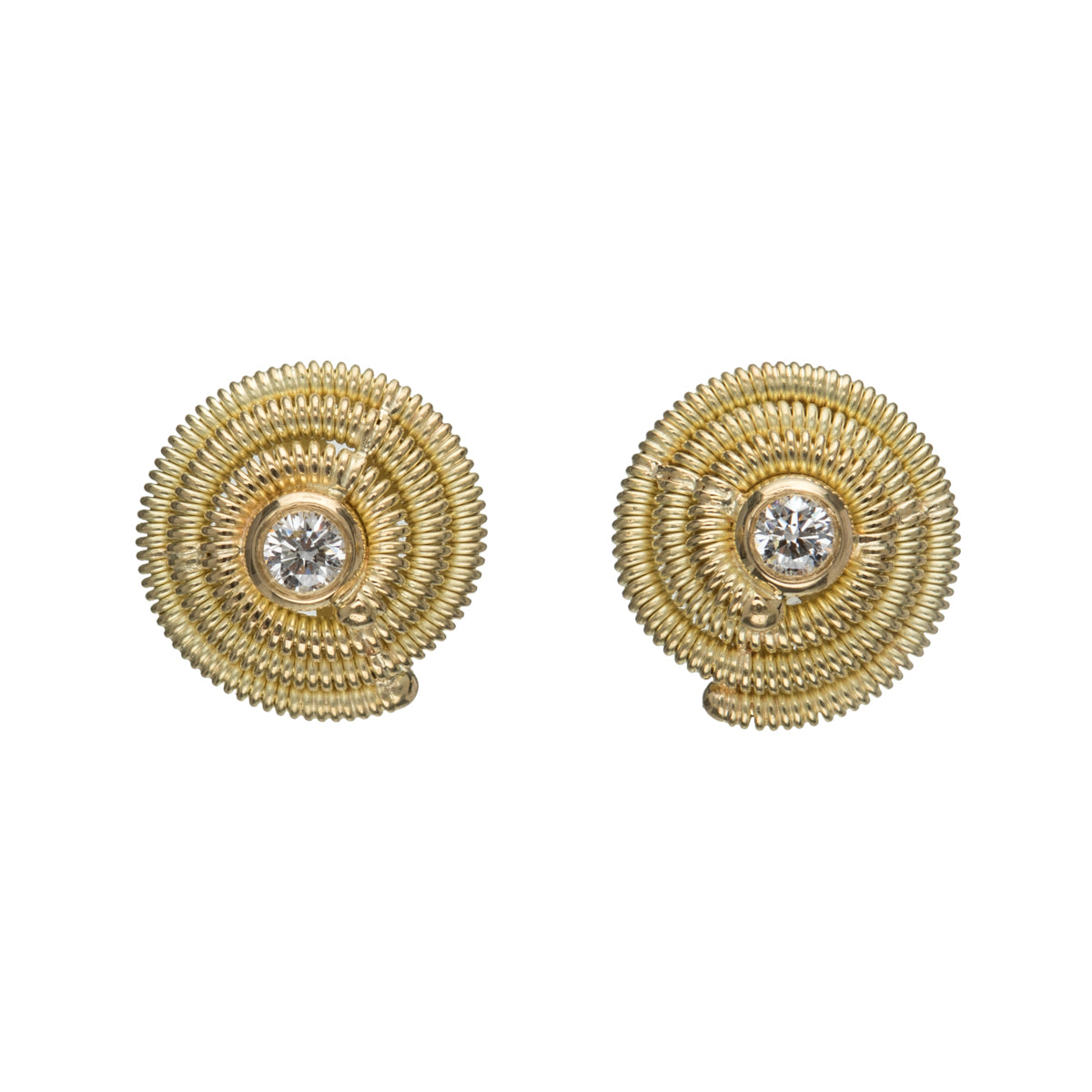 Boucles d’oreilles Escargots en Triple Serpentine et Diamants