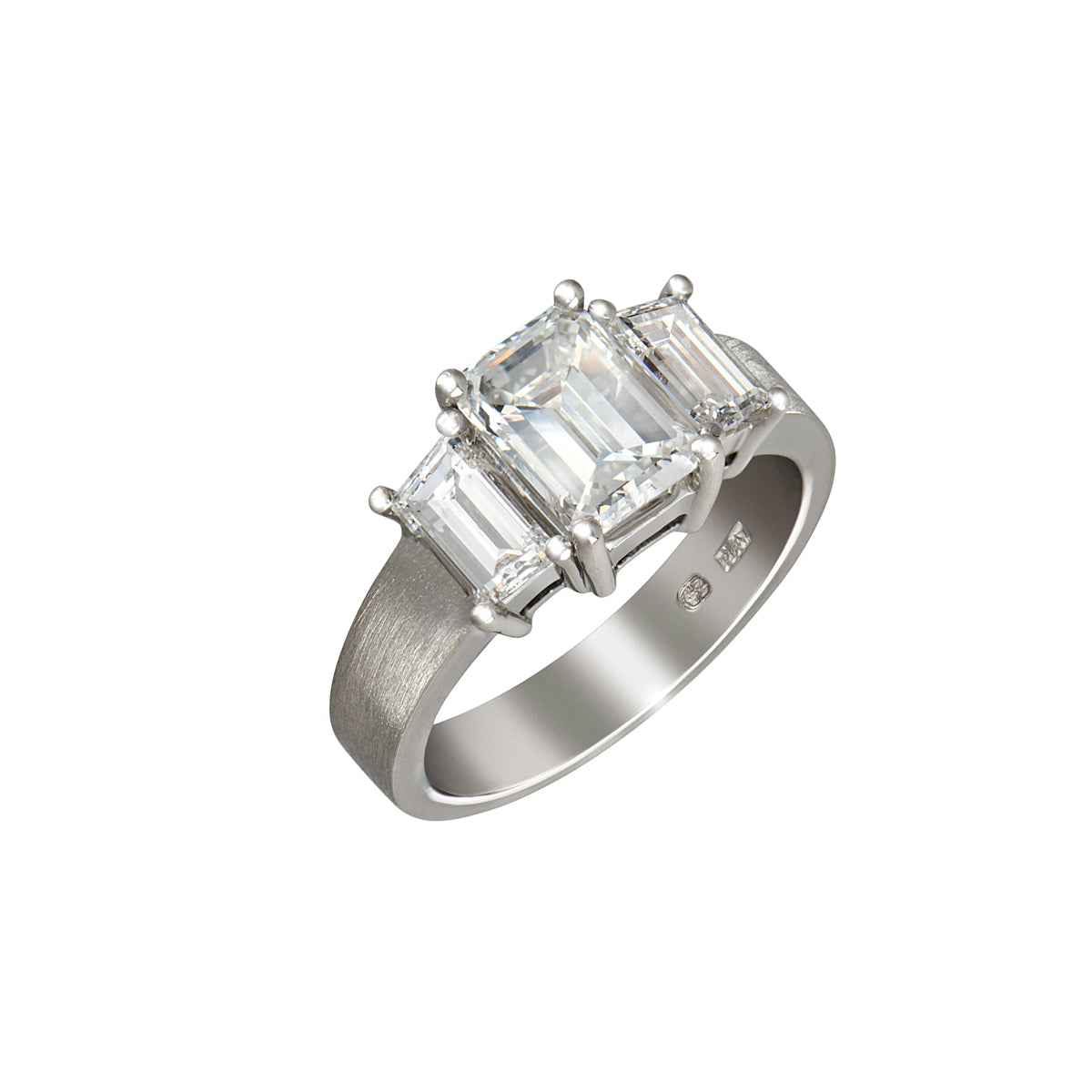 Emerald Cut Diamond Trinity Ring