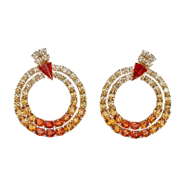 Sapphire and Fire Opal Earrings