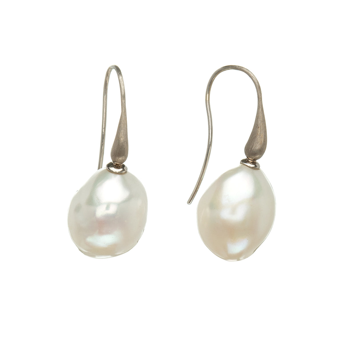 Pearls on Matte Drop Hook Earrings