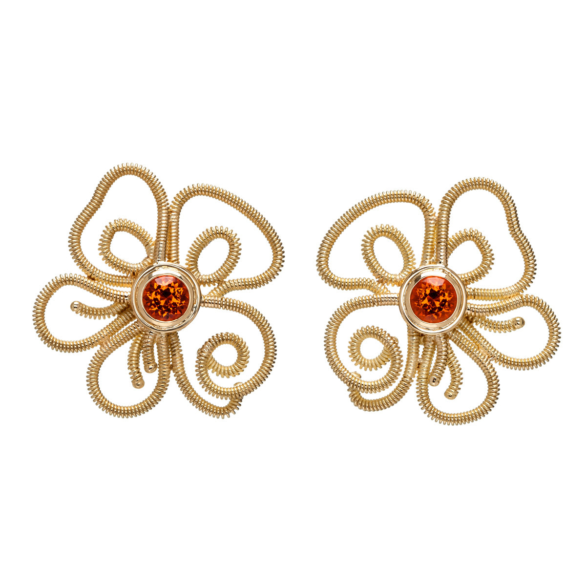 Coil Flower Garnet Earrings