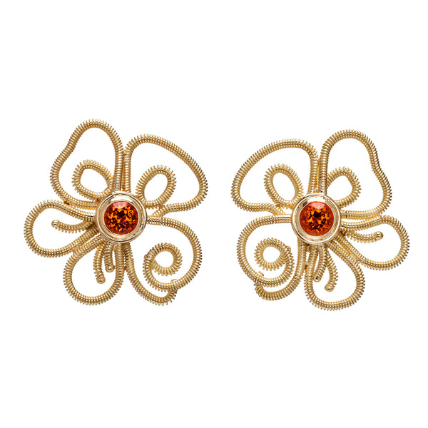 Coil Flower Garnet Earrings