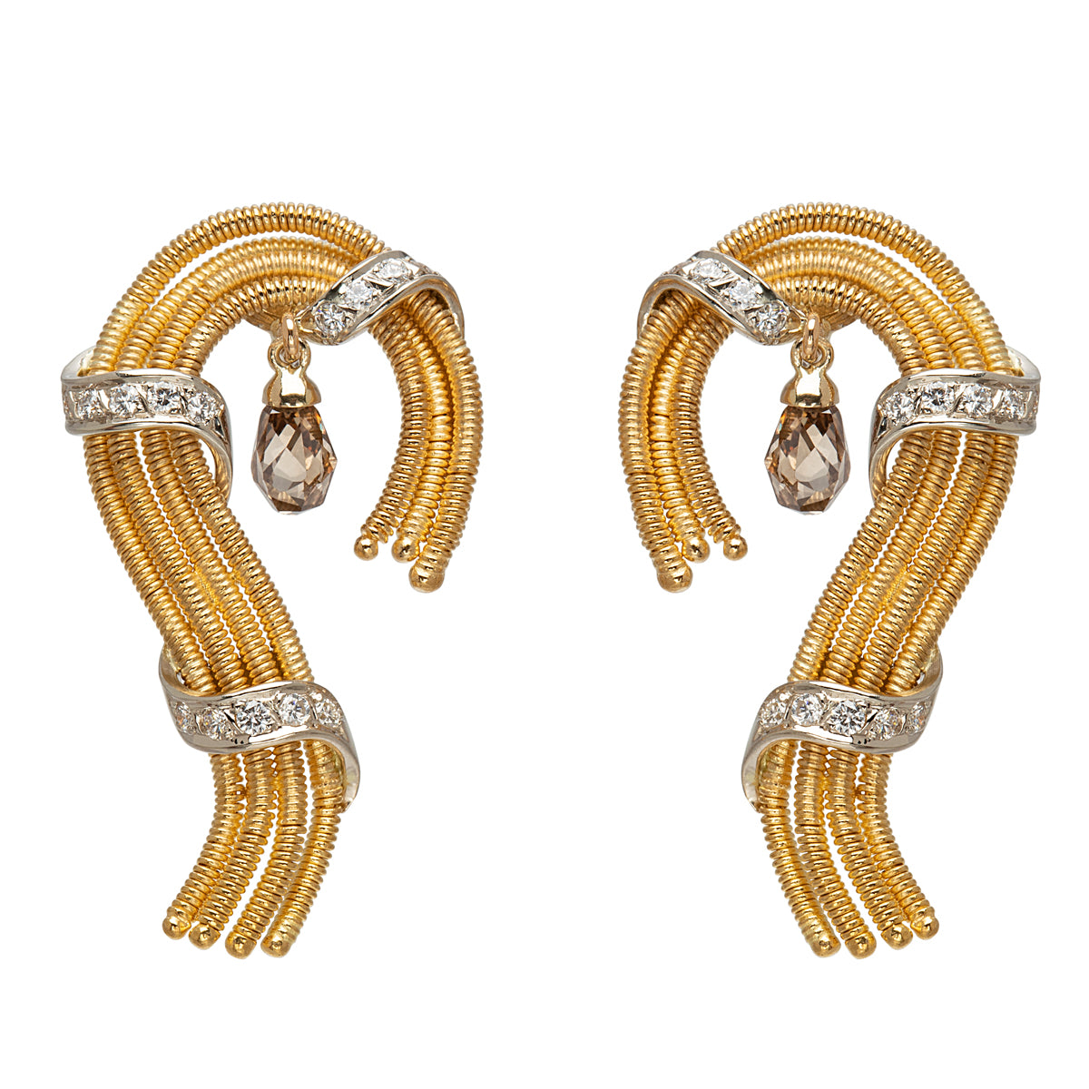 22K Coil and Diamond Earrings