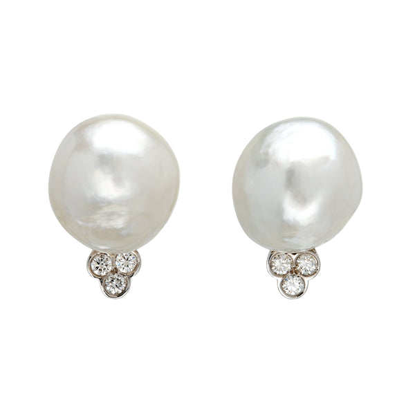 South Sea Pearl and Diamond Trinity Earrings