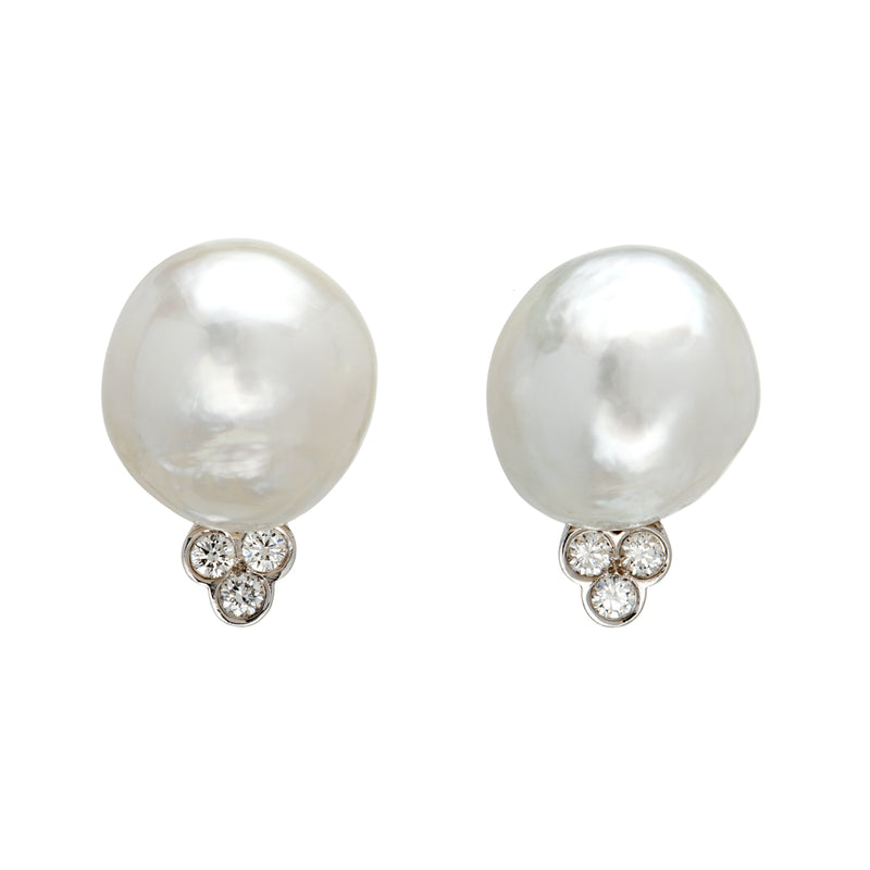 Boucles d’oreilles Trinity Perles des Mer du Sud et Diamants