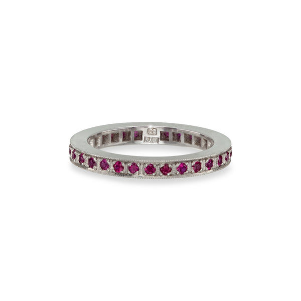 Ruby Narrow Flat Pave Eternity Ring
