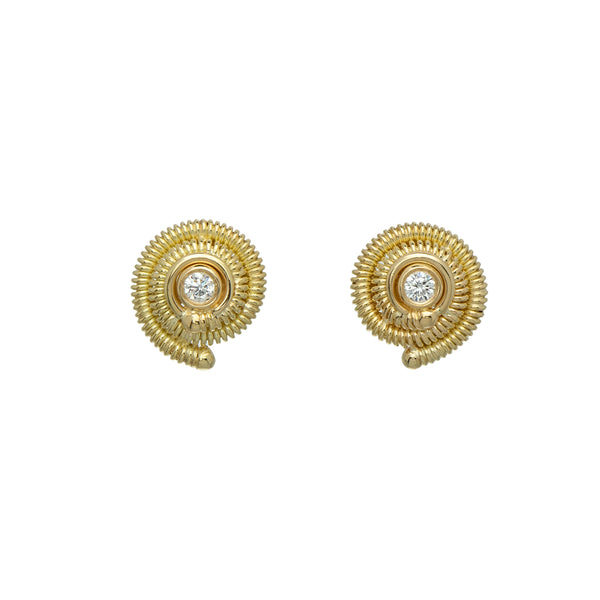 Double Coil Snail and Diamond Earrings