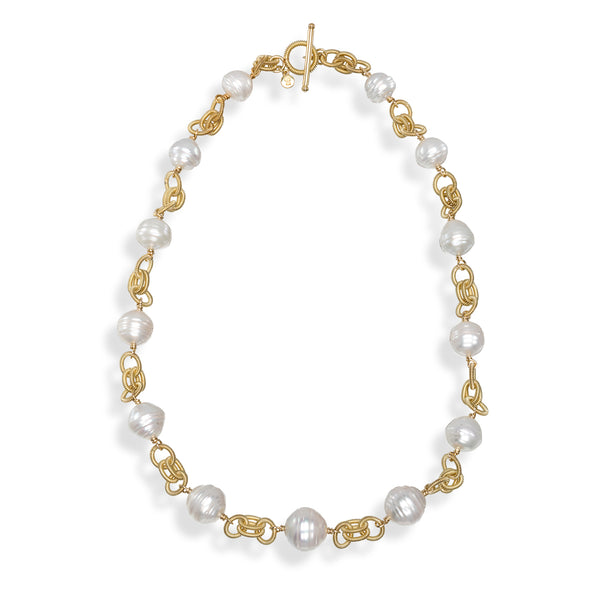 Pearl & Coil Link Necklace