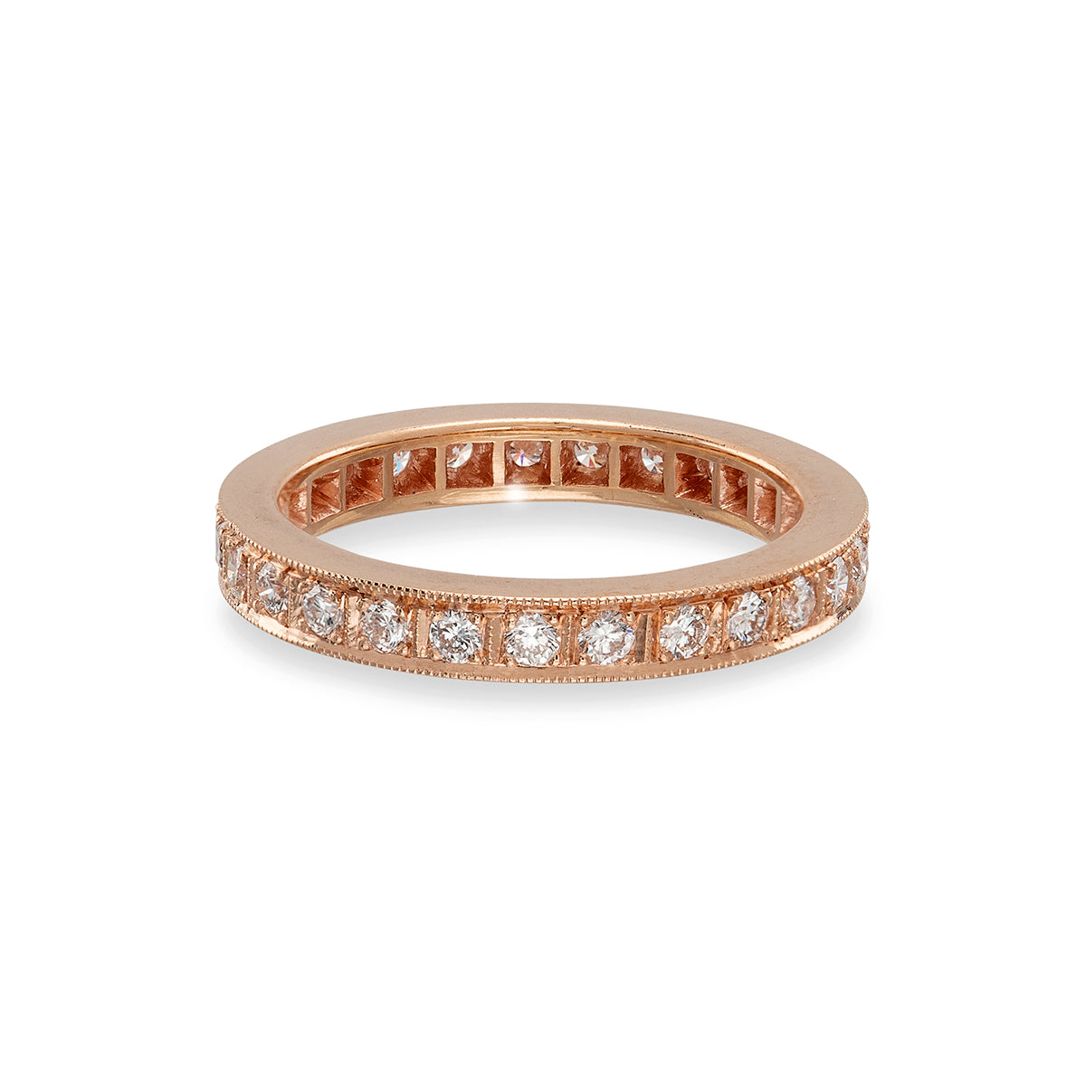 Bague d’Éternité Diamants Pavés Plat Moyenne