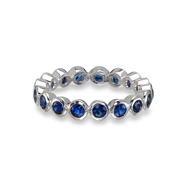 Blue Sapphire Medium Bezel Eternity Ring