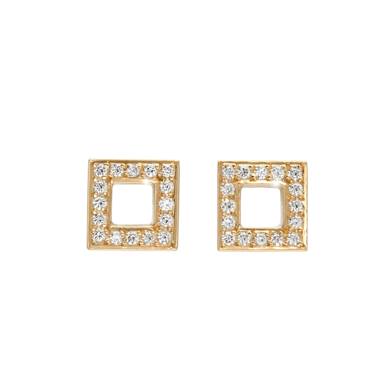 Open Square Diamond Earrings