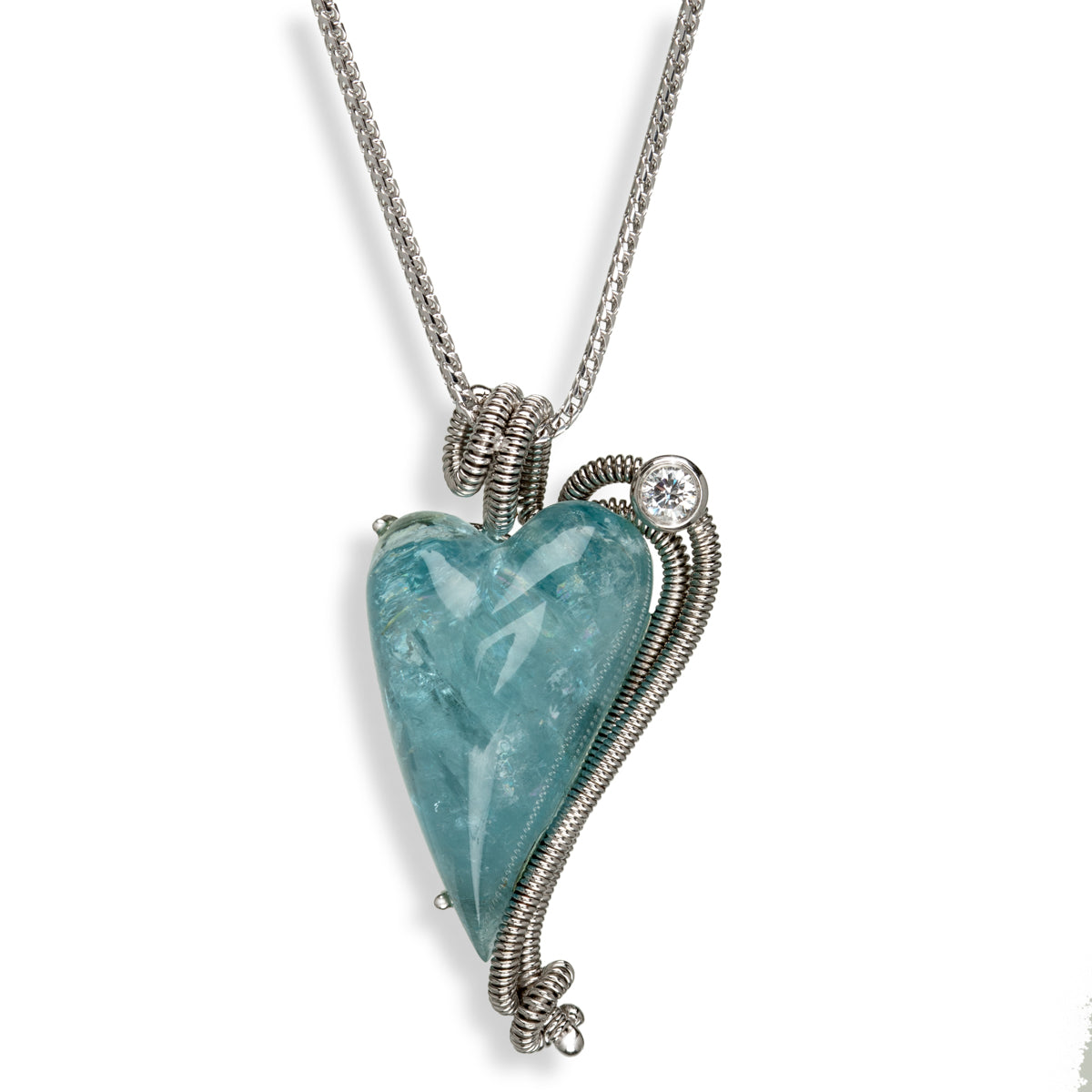 Aquamarine Diamond Pendant