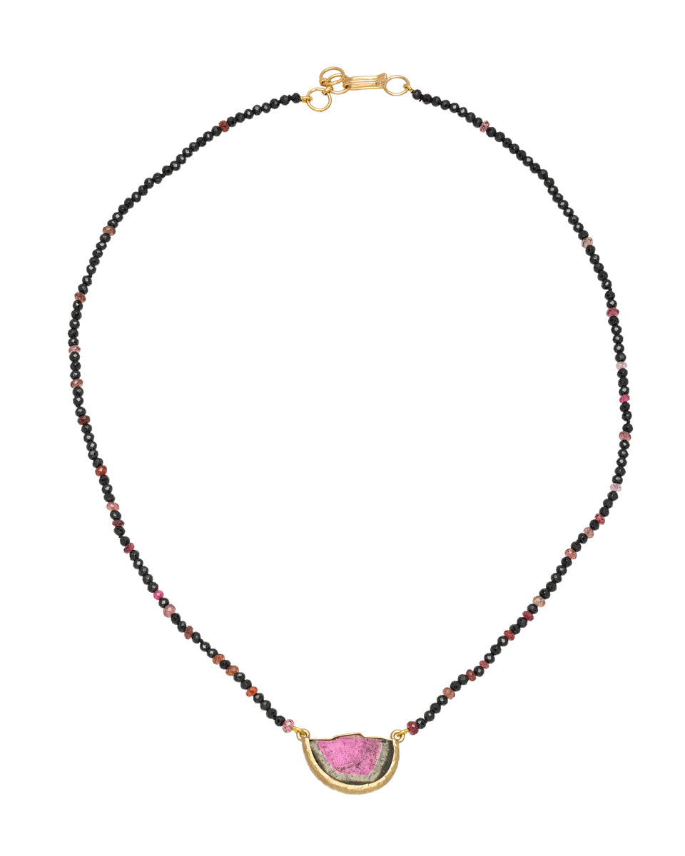 Watermelon Tourmaline and Spinel Necklace