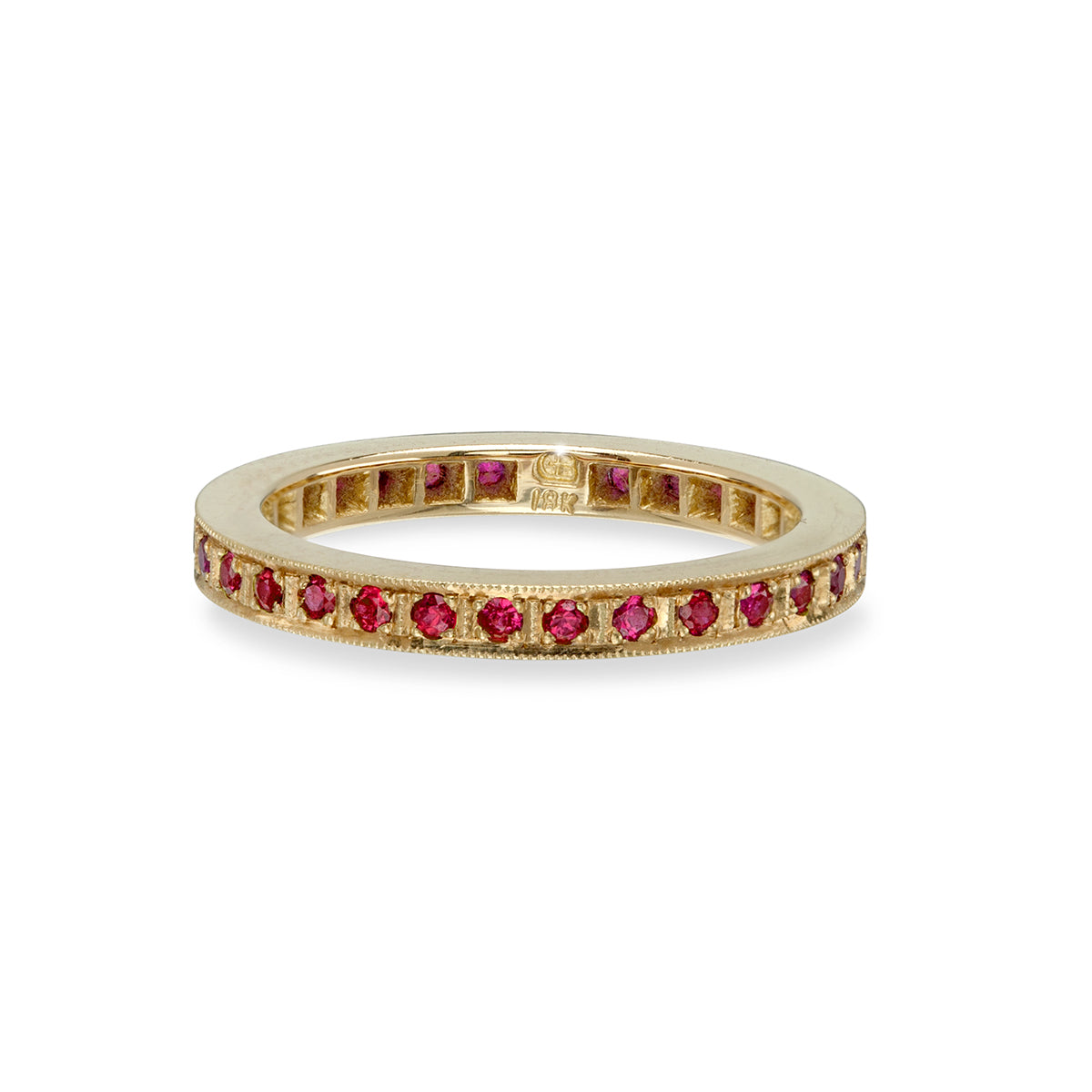 Ruby Narrow Flat Pave Eternity Ring