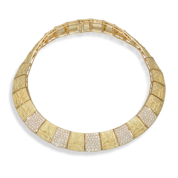 Reticulated Gold and Diamond Necklace