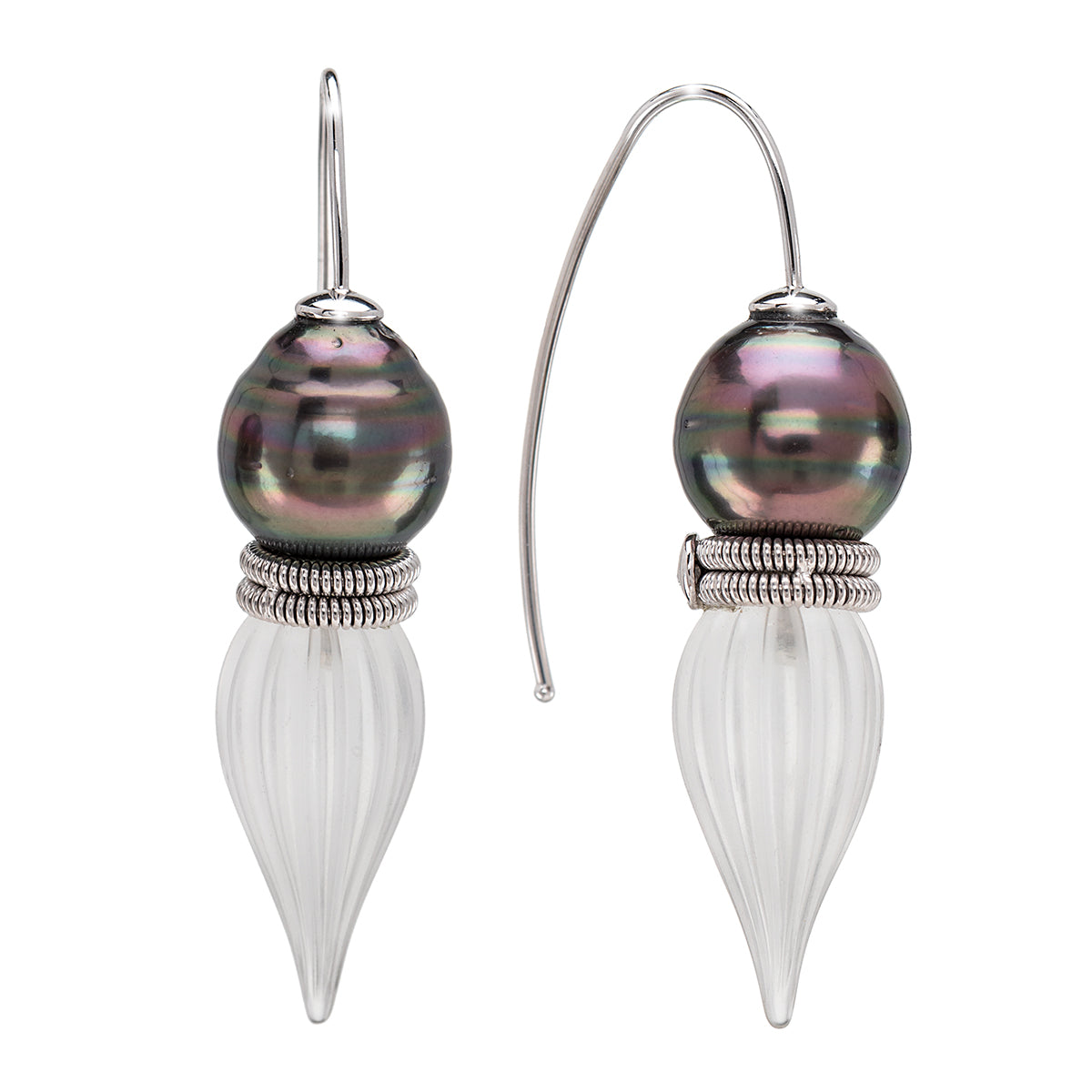 Pearl and Rock Crystal Drop Earrings