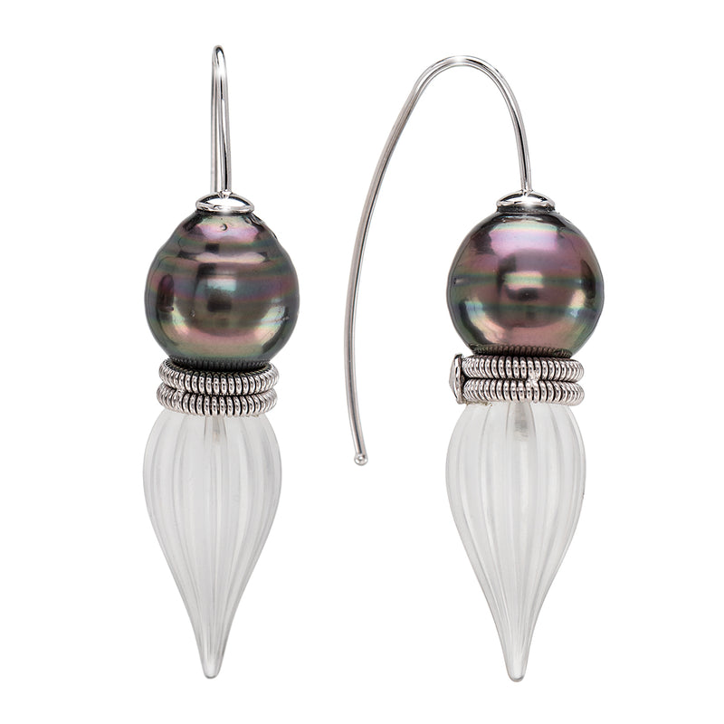 Boucles d’oreilles Pendentifs Perles et Cristal de Roche