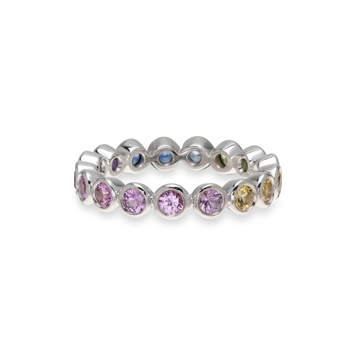 Rainbow Sapphire Medium Bezel Eternity Ring