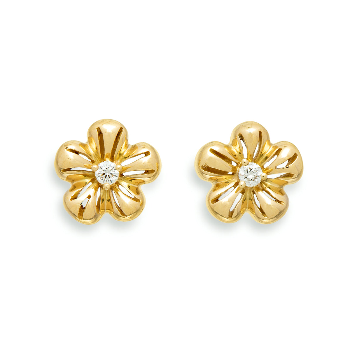 Petites Boucles d’oreilles Fleur Apercees avec Diamants